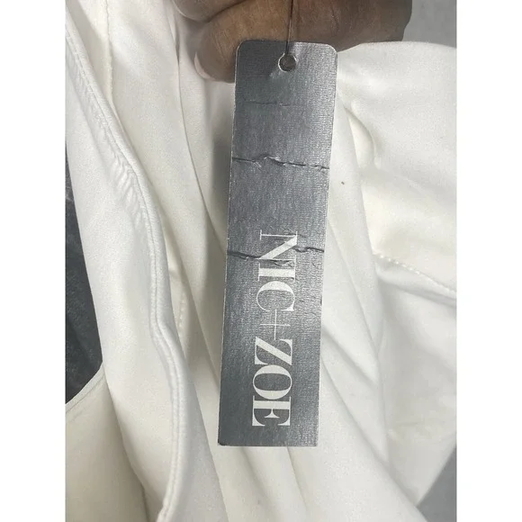 NIC+ZOE Womens Polished Wonderstretch Pull On Paper White Straight Leg Pants 4 - Picture 6 of 9